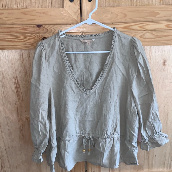 Cult of design ruffle neckline minimalist linen shirt size 1X - Picture 1 of 5